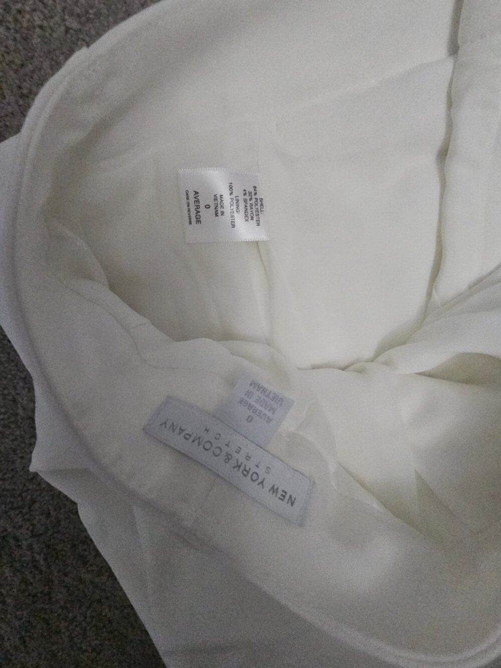NY&C Lined White/Ivory Pants - Size 0 - Picture 5 of 5
